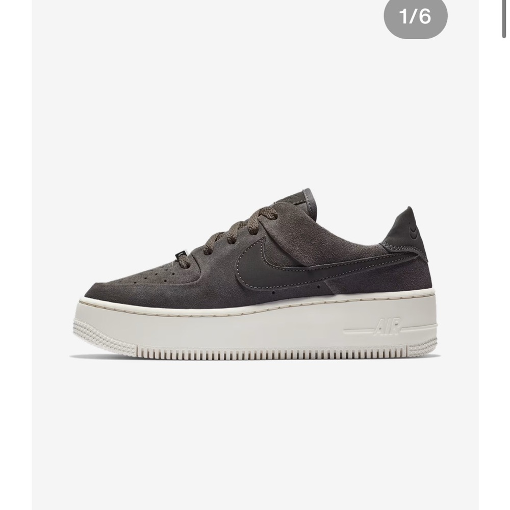 Nike Airforce 1 Sage Low Charcoal and White Platform Sneakers